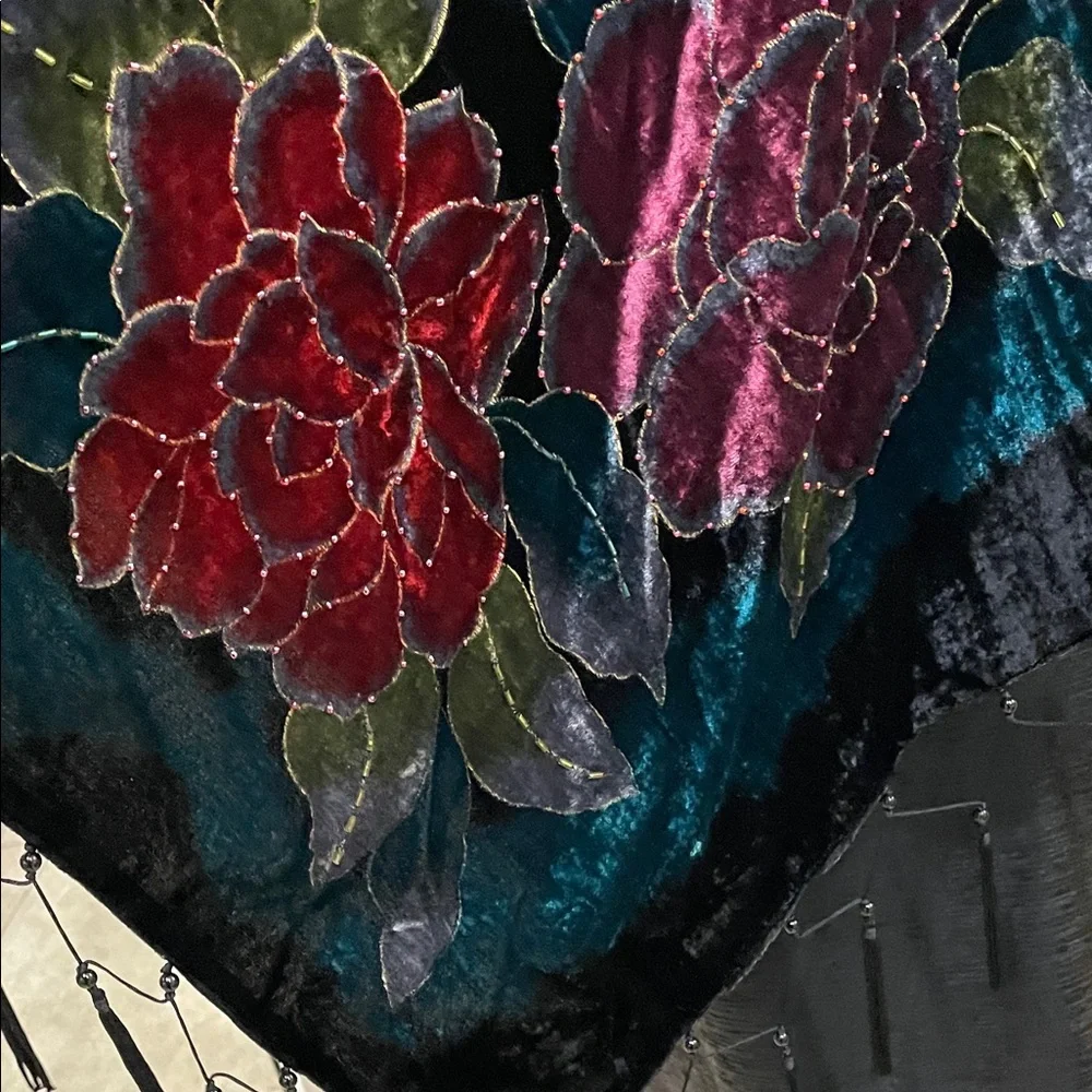 Coldwater Creek Black and Multicolor Embroidered/ Sequence  Poncho O/S